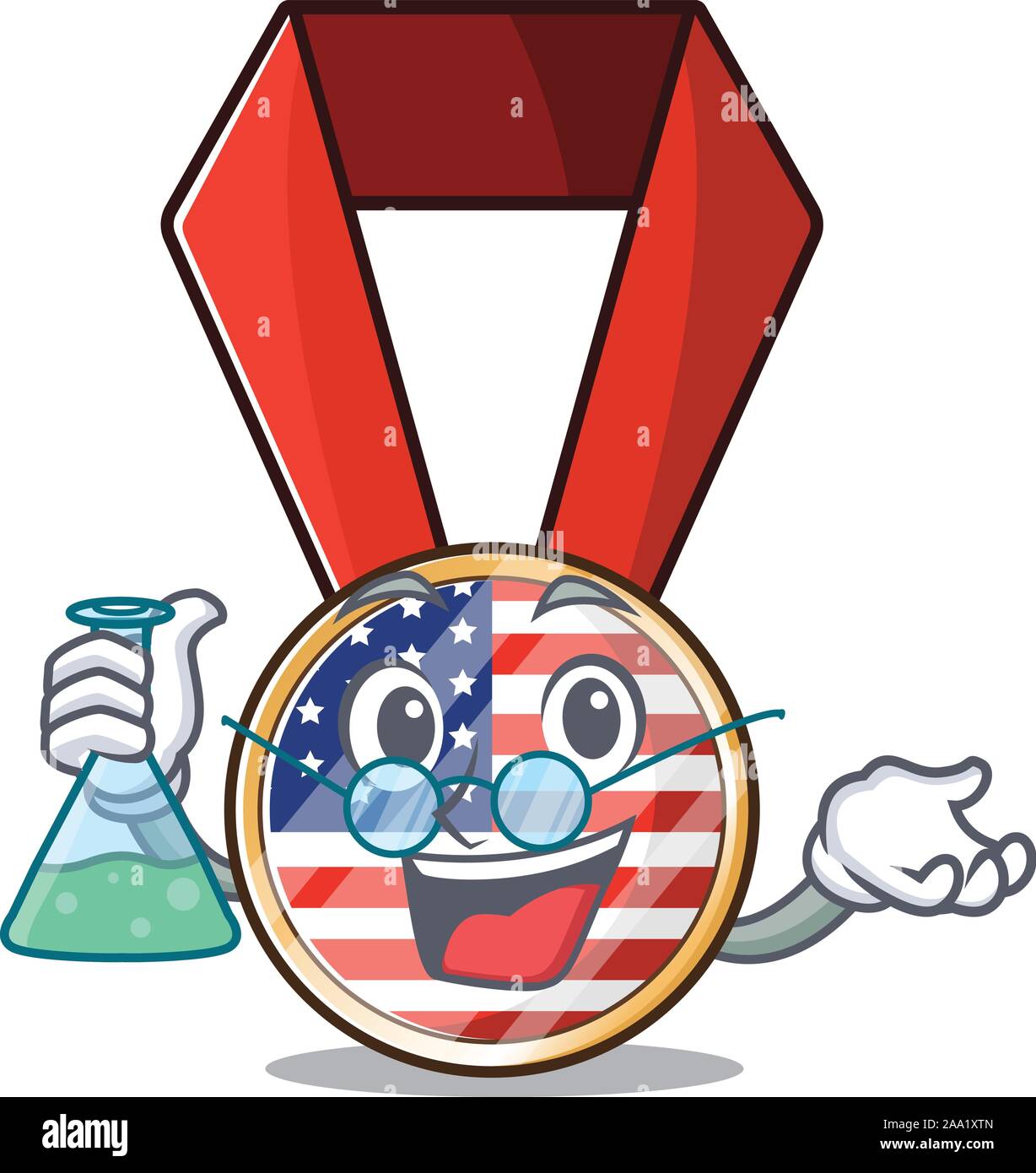 Mascot usa médaille dans le professeur Illustration de Vecteur