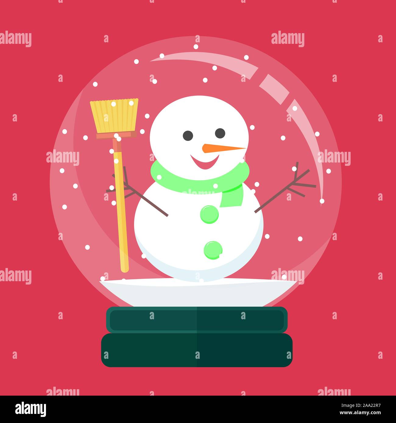 Snow globe avec noël décoration intérieur. vector illustration. Illustration de Vecteur