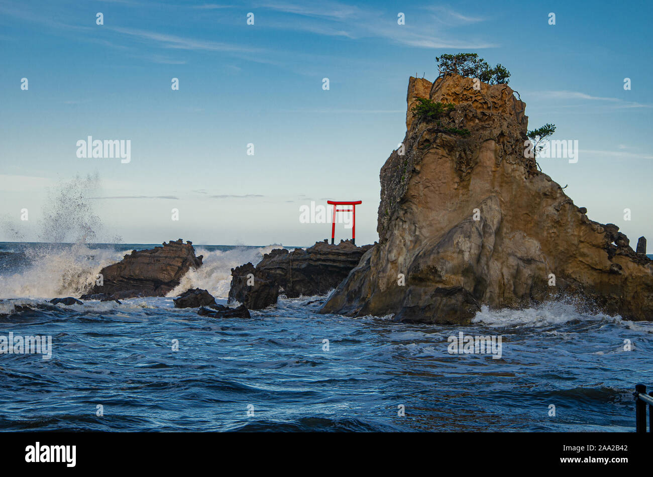 De torii à Fukushima shore, Japon Banque D'Images