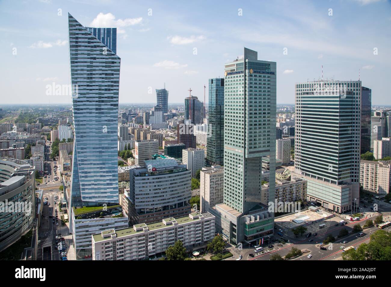 Skyline, des gratte-ciel, gauche Zlota 44 par Daniel Libeskind, centre-ville, Varsovie, Pologne Banque D'Images