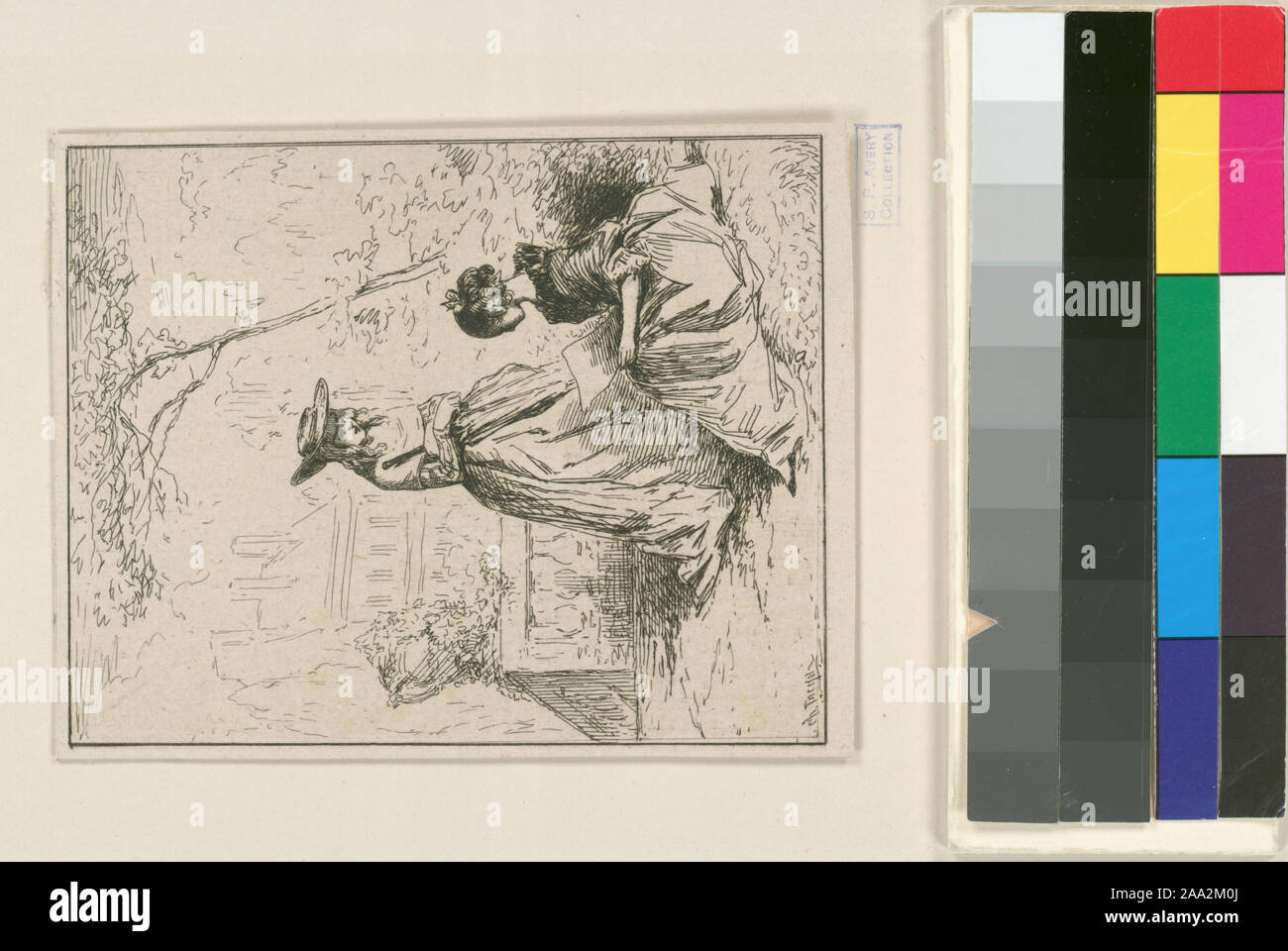 Holdings contrôlés à l'exemplaire de l'Oeuvre de Ch. Jacque catalogue de ses eaux-fortes et pointes sèches / dressé par J.J. Guiffrey. Fait partie d'eaux-fortes et pointes sèches par Charles Jacque dans Samuel Putnam Avery Collection. Citation/Référence : G280 ; [La lecture.] Banque D'Images