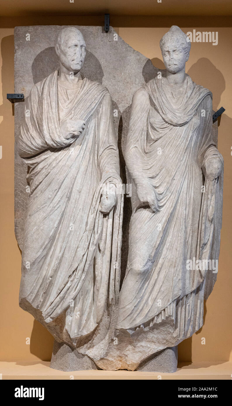 Rome. L'Italie. Soulagement de Marcus Vergilius Eurysaces et sa femme Atistia (1er siècle avant J.-C.), de la façade est de la tombe de Marcus Vergilius Eurysace Banque D'Images
