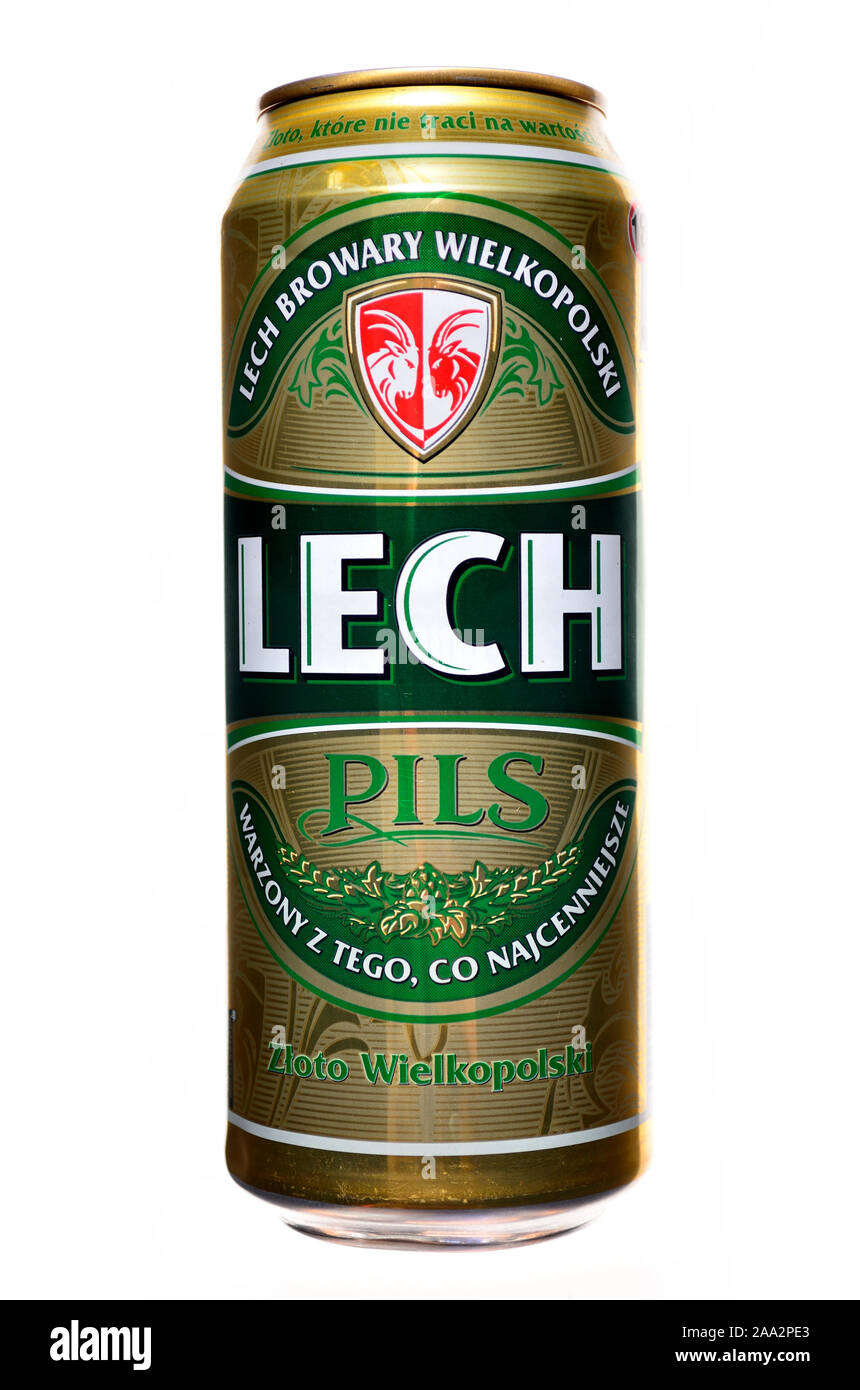 Polish beer can - Lech Pils Banque D'Images