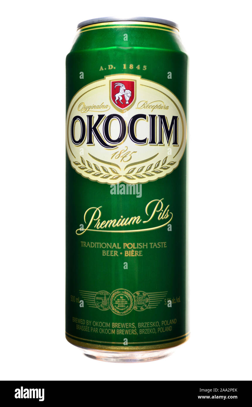 Okocim polonaise - bière pils Banque D'Images