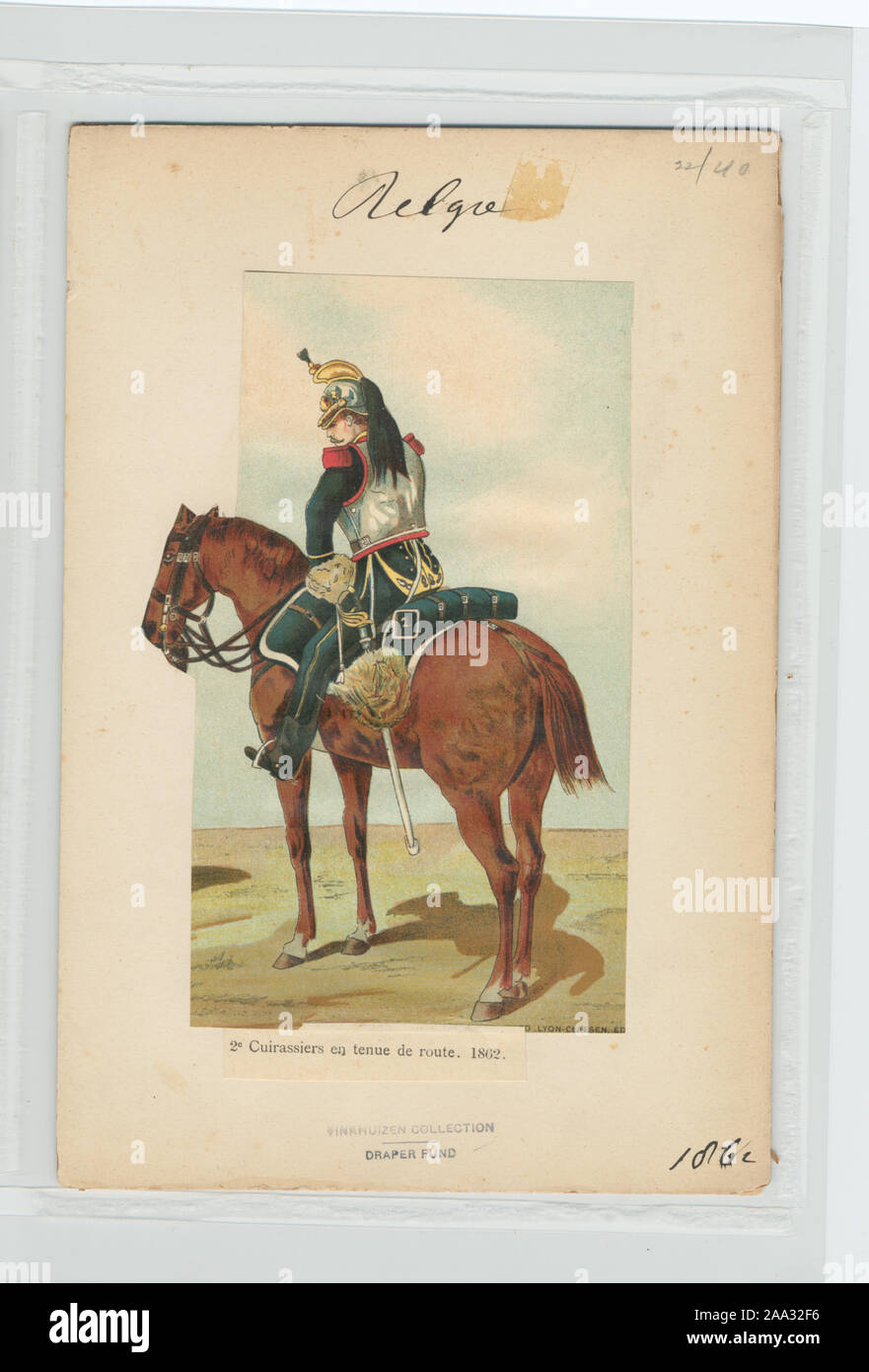 Actionnariat : Fonds du tapis du 2e Régiment de cuirassiers en marshing commande, 1862 (Rouen) ; 2-e Cuirassiers en tenue de route. 1862 Banque D'Images