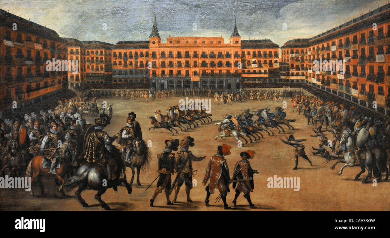 Juan de la Corte (ca.1585-1662). Peintre Baroque. Festivités de la Plaza Mayor, ca.1630. Musée d'histoire. Madrid. L'Espagne. Banque D'Images