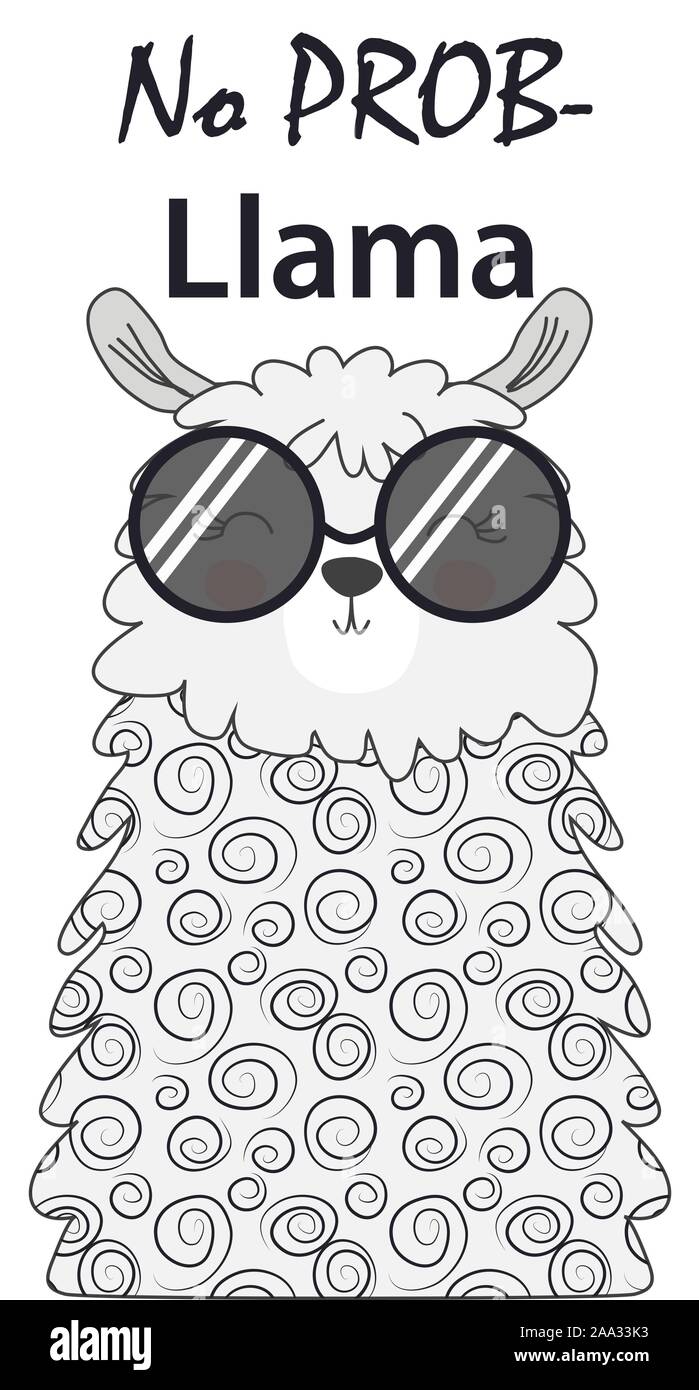 Lama est mignon dans le style scandinave, à la mode, cool, dans des lunettes. Illustration de Vecteur
