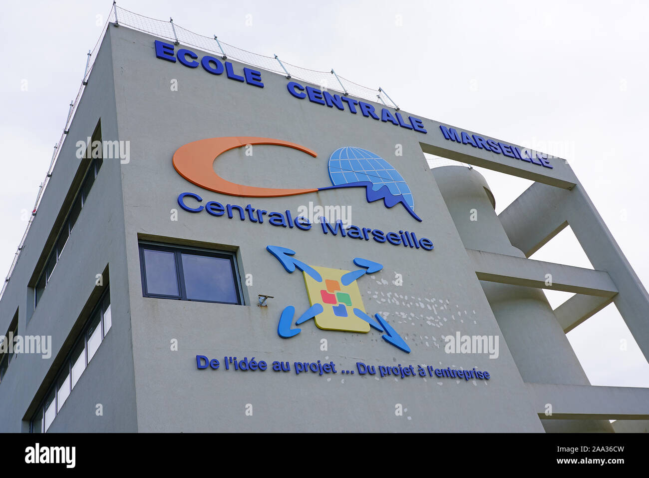 MARSEILLE, FRANCE -13 nov 2019- Vue sur le campus de l'Ecole Centrale de Marseille, l'un des principaux graduate school of engineering situé dans Marseille, Banque D'Images