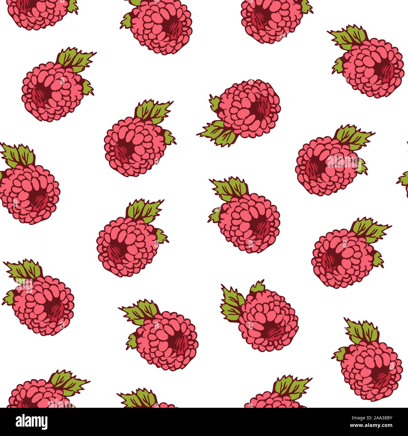 Modèle vectoriel continu de framboise, petits fruits colorés isolé sur fond blanc, fruits background Illustration de Vecteur