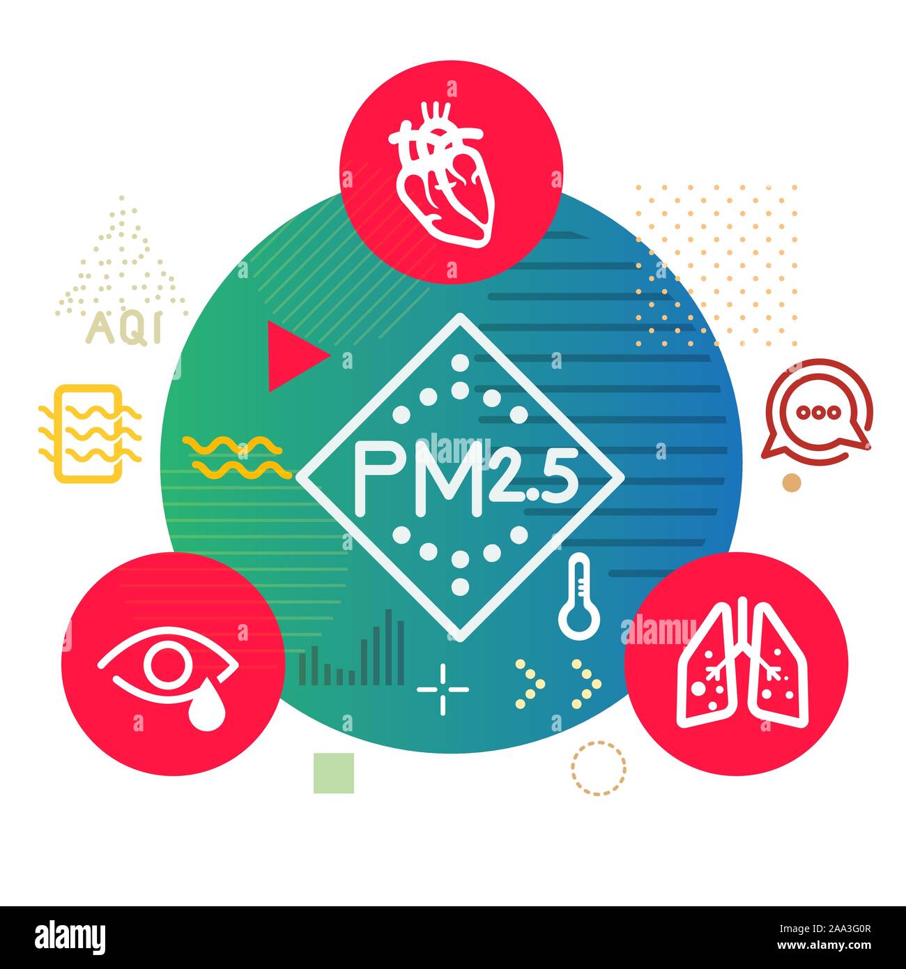 Les particules PM 2,5 de la pollution sur la santé humaine - l'illustration comme fichier EPS 10 Illustration de Vecteur