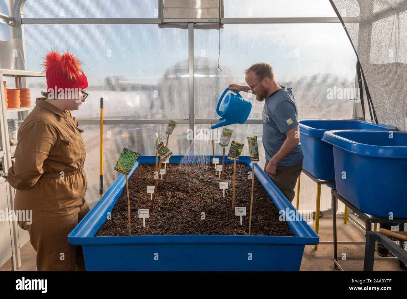 Hanksville, Utah - Des chercheurs simulent la vie sur Mars à la Mars Desert Research Station. Expédition 'Boomerang' a des chercheurs australiens à t Banque D'Images