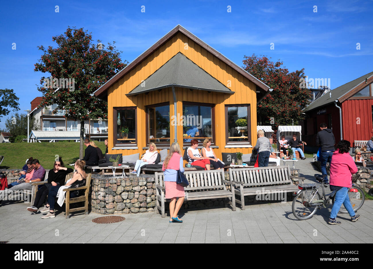 AHOI café dans le port de Niendorf / Balic Mer, Timmendorfer Strand, Holstein Suisse, Allemagne Banque D'Images