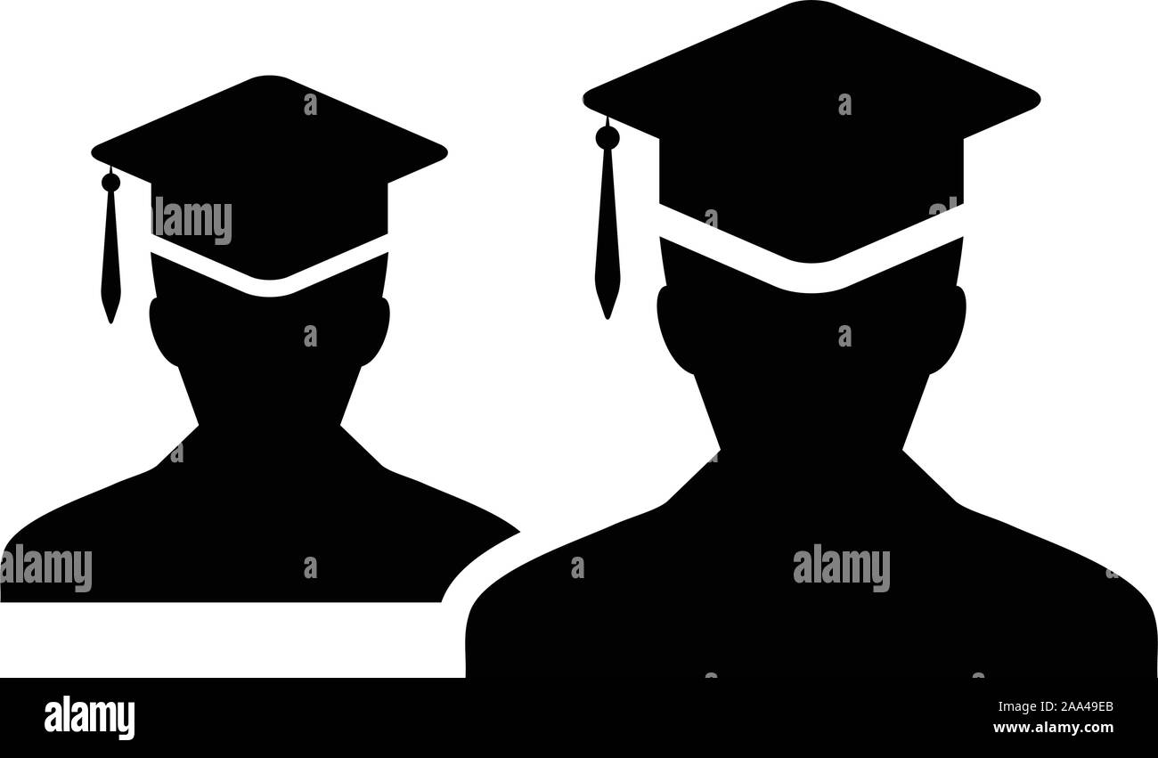 Icône de graduation vecteur mâle groupe d'étudiants profil de personne avatar avec le symbole de chapeau de mortarboard pour l'école, le collège, et le diplôme universitaire Illustration de Vecteur