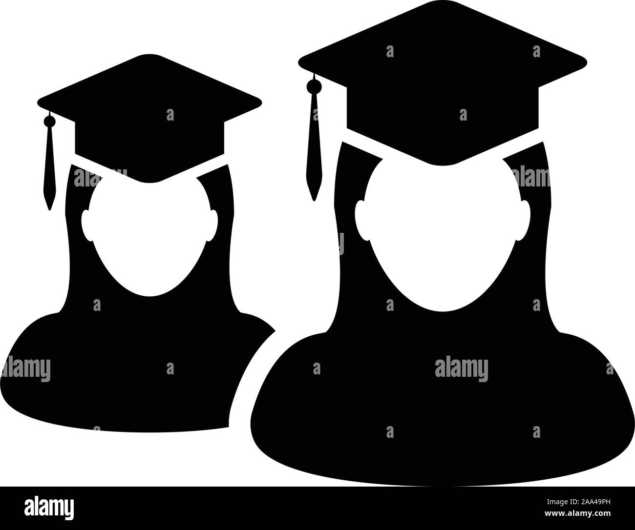 Université icône vecteur groupe de femmes d'étudiants profil de personne avatar avec mortarboard chapeau symbole pour l'école et le diplôme d'études collégiales Illustration de Vecteur