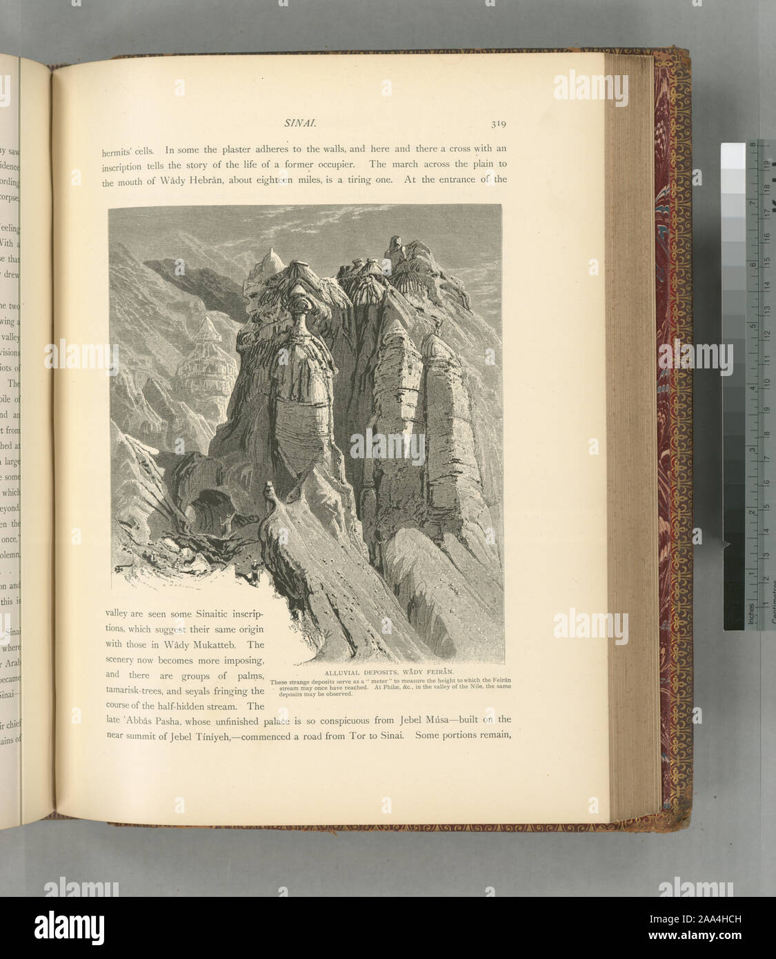 Le colonel Wilson, éd. ; desposits Wâdy Feirân alluviaux,. Ces dépôts étranges servent de un mètre pour mesurer la hauteur à laquelle le Feirân d'eau peuvent avoir atteint une fois. À Philae, &c., dans la vallée du Nil, la même les dépôts peuvent être observés. Banque D'Images