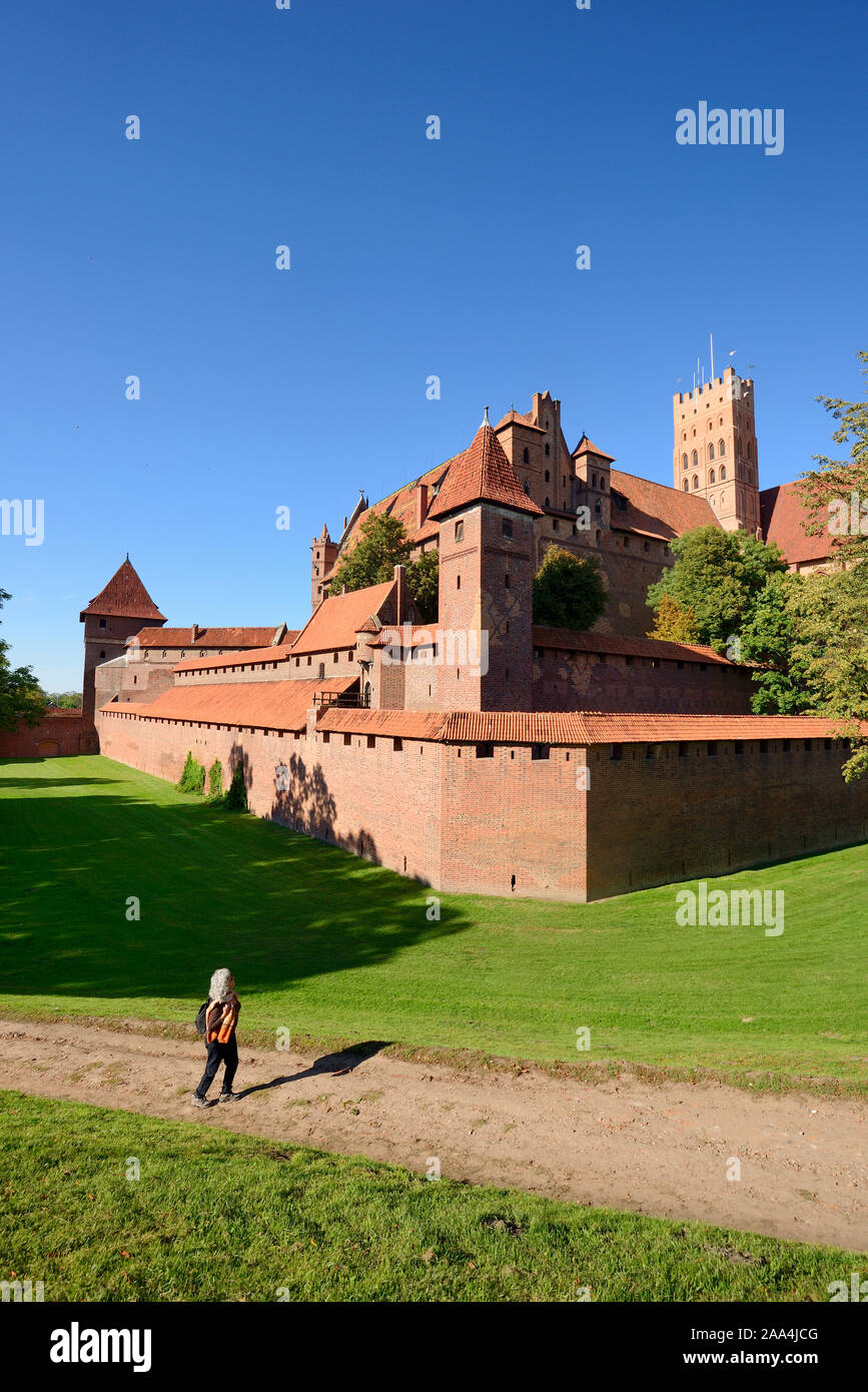 Le château de Malbork du XIIIe siècle, fondé par les Chevaliers de l'ordre teutonique, site classé au patrimoine mondial de l'UNESCO. Pologne Banque D'Images