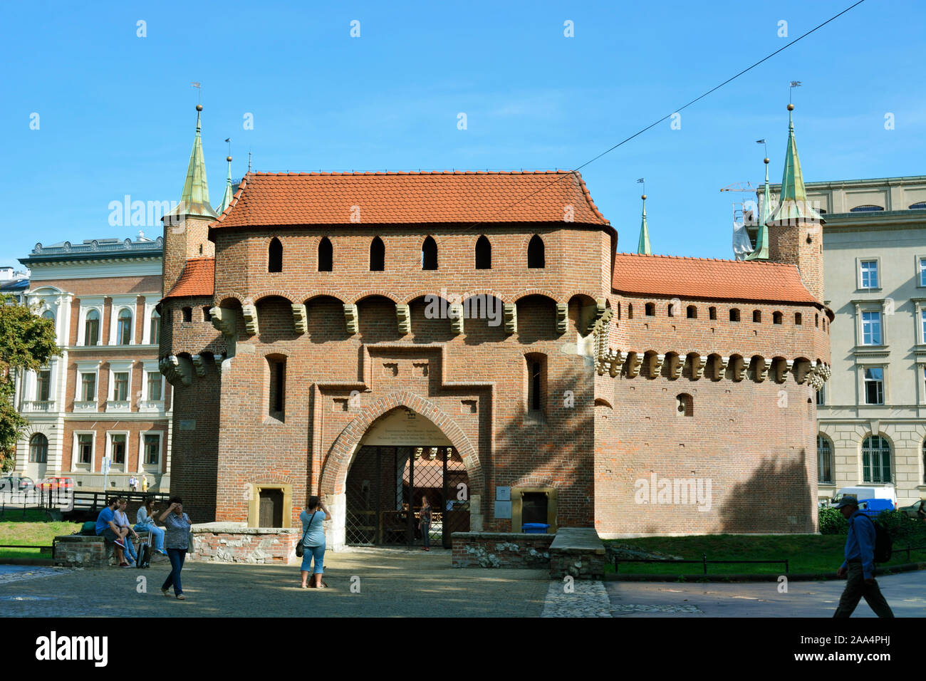 La barbacane de Cracovie de style gothique, datant de 1498, est l'un des rares qui subsistent encore en Europe, et c'est le mieux préservé d'être un monde de l'Unesco Banque D'Images