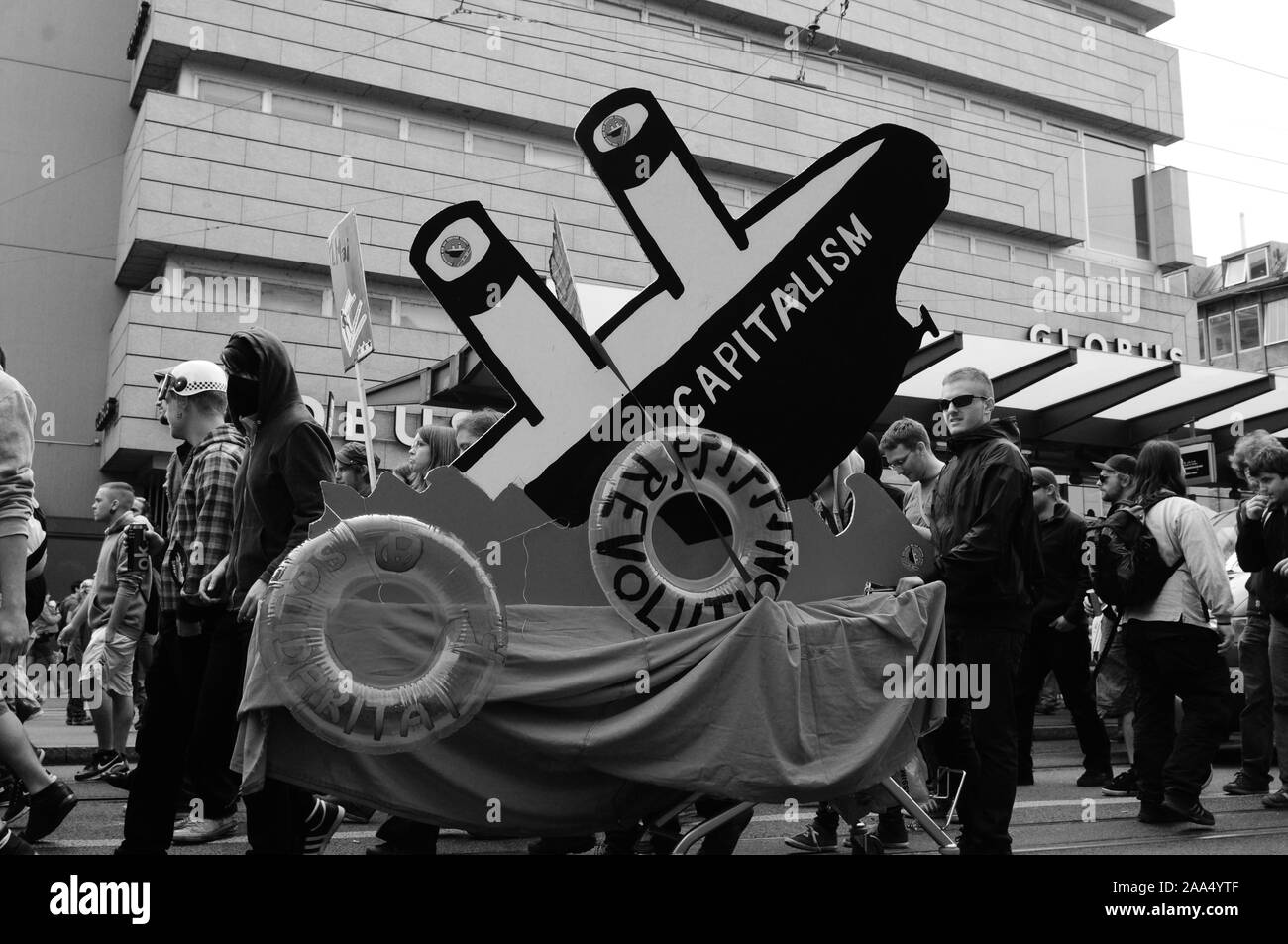 Suisse : Des manifestants du travail dans paradae Zürich City Banque D'Images
