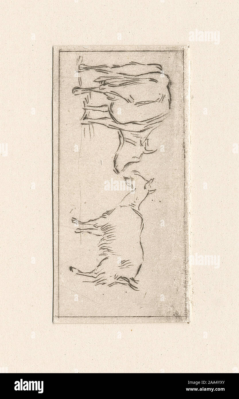 Holdings contrôlés à l'exemplaire de l'Oeuvre de Ch. Jacque catalogue de ses eaux-fortes et pointes sèches / dressé par J.J. Guiffrey. Fait partie d'eaux-fortes et pointes sèches par Charles Jacque dans Samuel Putnam Avery Collection. Citation/Référence : G320 ; Animaux. Banque D'Images