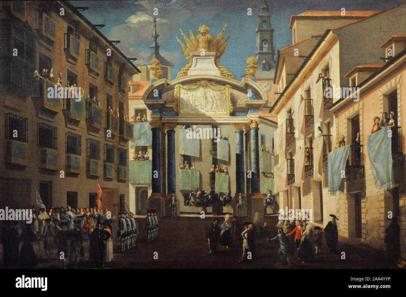 Attribuée à Lorenzo De Quiros (1717-1789). Peintre espagnol. De Triomphe érigé dans la rue de Carretas, ca.1760. (Madrid, Espagne). Musée d'histoire. Madrid. L'Espagne. (En prêt, Académie Royale des Beaux-Arts San Fernando, Madrid) Banque D'Images