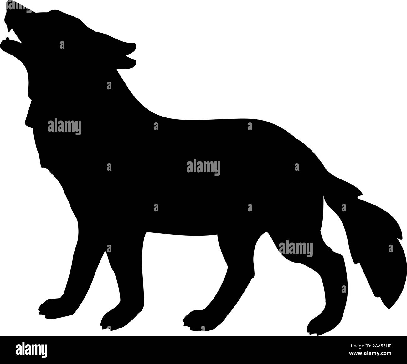 Silhouette de wolf howls. La faune des forêts d'origine animale. Vector illustrator Illustration de Vecteur