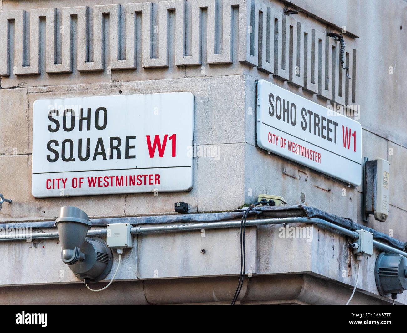 Les plaques de rue - Série Soho Soho Street et Soho Square - London's Soho Street Signs Banque D'Images
