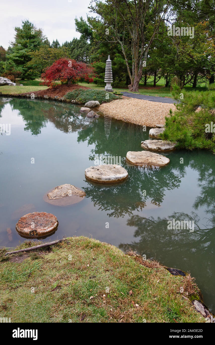 Jardin japonais Mizumoto à Springfield, MO Banque D'Images