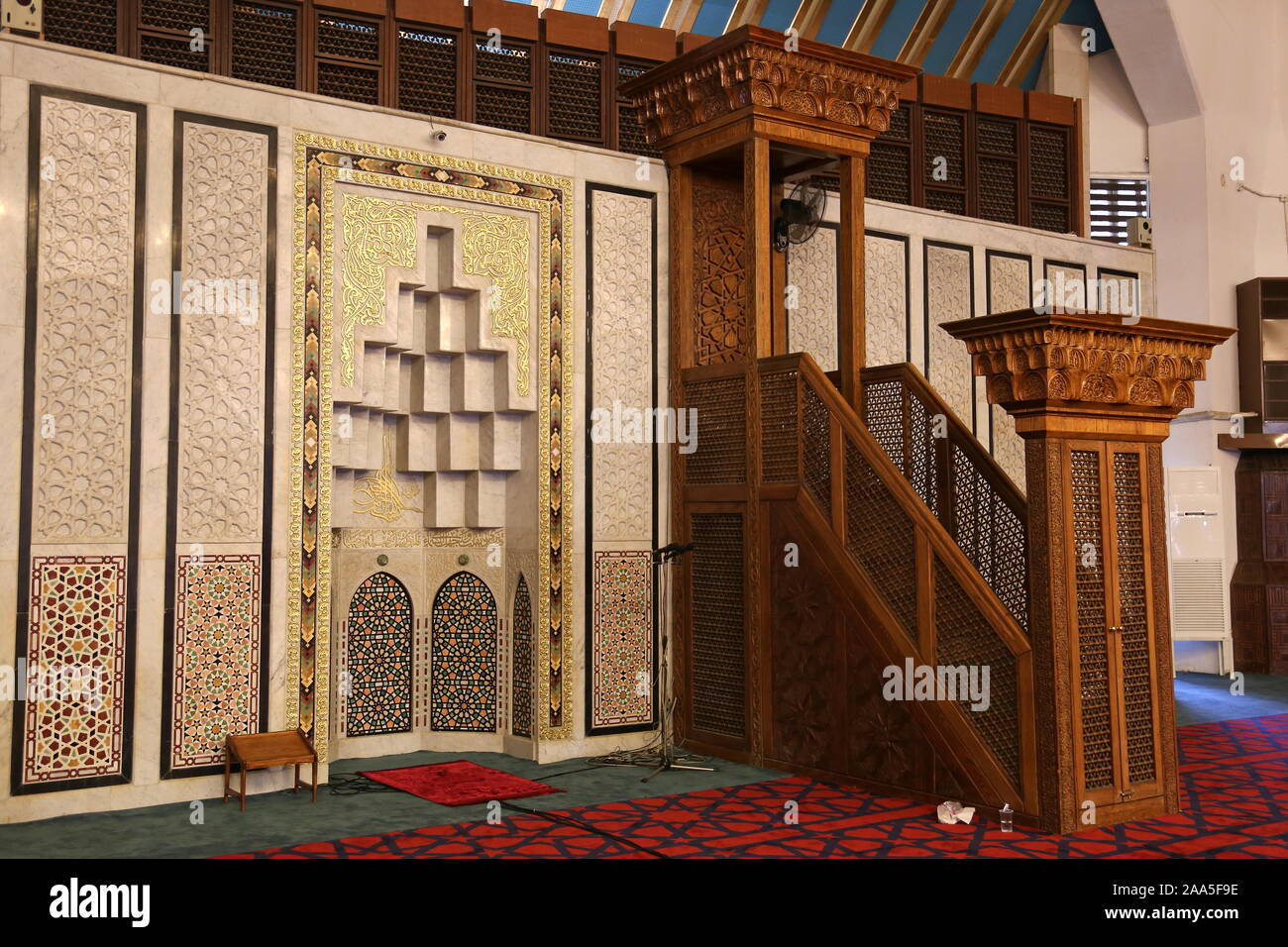 Le Roi Abdullah à minbar 1 Mosquée, Sulayman al Nabulsi Street, al Hussain Street/ Behind Arab, Amman, Jordanie, Moyen-Orient Banque D'Images
