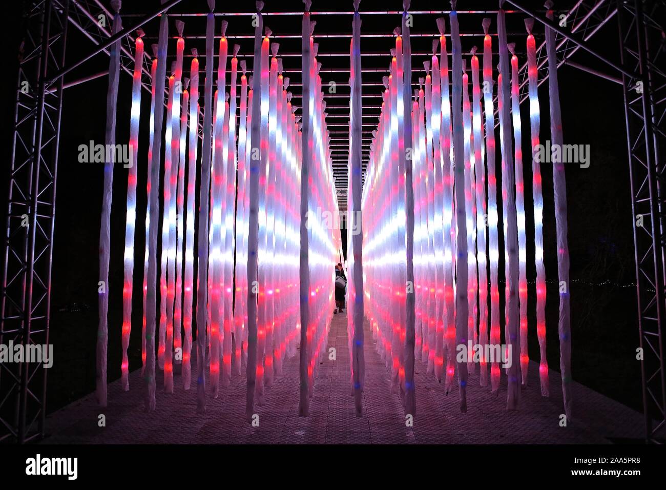 Un sentier lumineux magique par Kew - paysage magnifique après sombre , éclairé par un million de lumières , et un tableau d'une incroyable d'une installation à partir d'une liste d'artistes internationaux. maintenant à sa septième année , Noël à Kew est le doit - faire événement sur le calendrier festif de Londres .Le sentier offre une gamme d'impressionnantes œuvres d'art de la lumière et le son créé par un certain nombre d'UK , français et artistes australiens et les studios de création . Banque D'Images