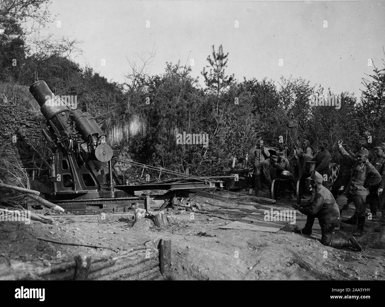 1918 - gros canons autrichiens pendant la PREMIÈRE GUERRE MONDIALE Banque D'Images