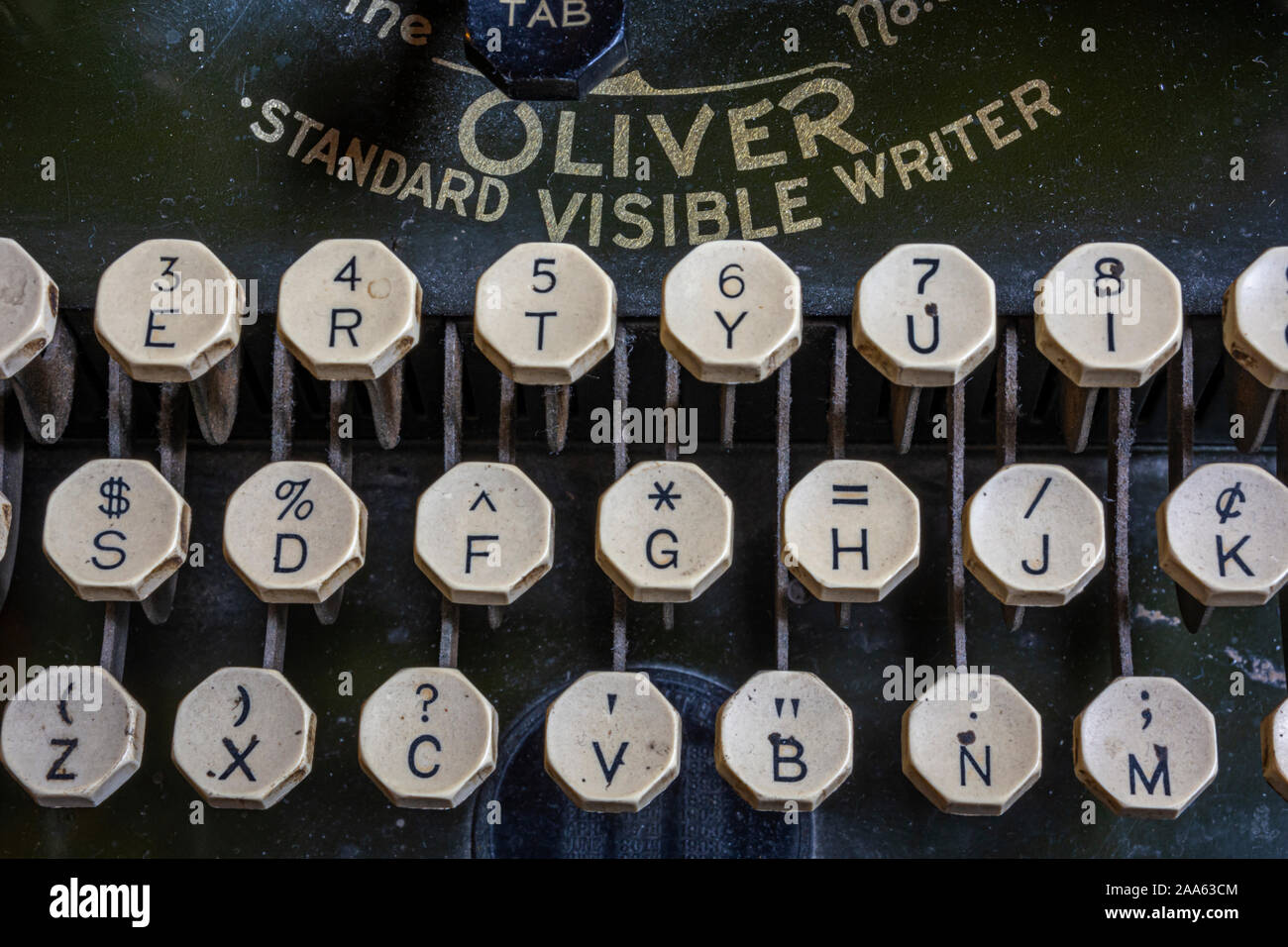 Close up detail de l'ancien manuel Oliver typewriter No 5 de l'achat utilisé dans les années 30. Banque D'Images