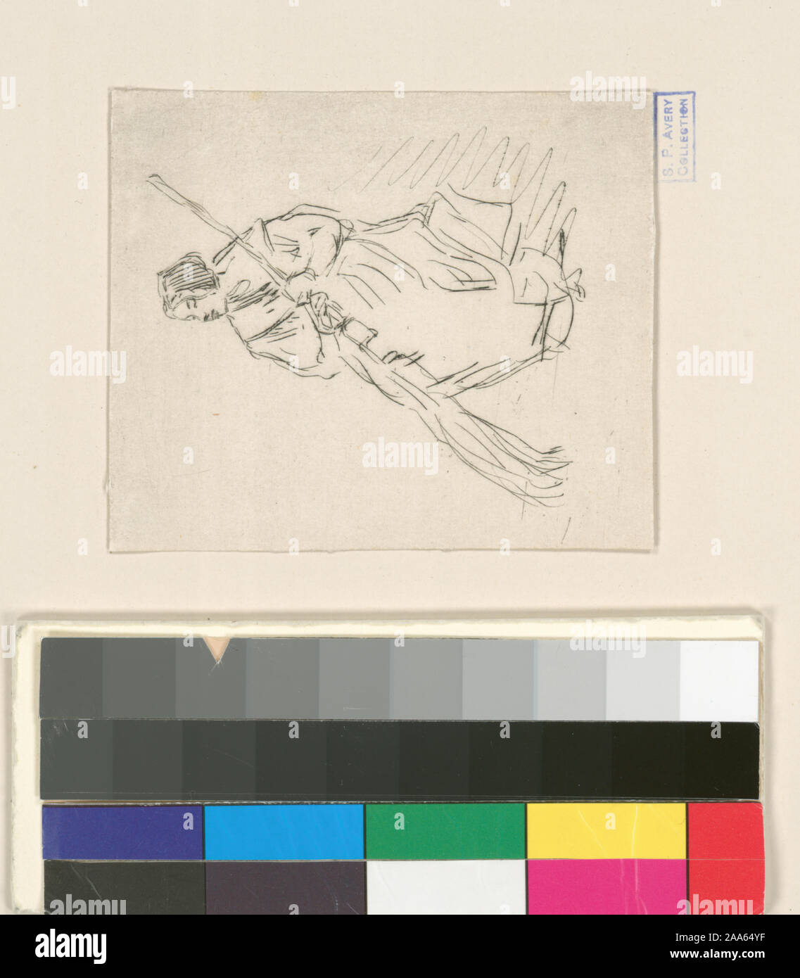 Holdings contrôlés à l'exemplaire de l'Oeuvre de Ch. Jacque catalogue de ses eaux-fortes et pointes sèches / dressé par J.J. Guiffrey. Fait partie d'eaux-fortes et pointes sèches par Charles Jacque dans Samuel Putnam Avery Collection. Citation/Référence : G328 ; Balayeuse. Banque D'Images