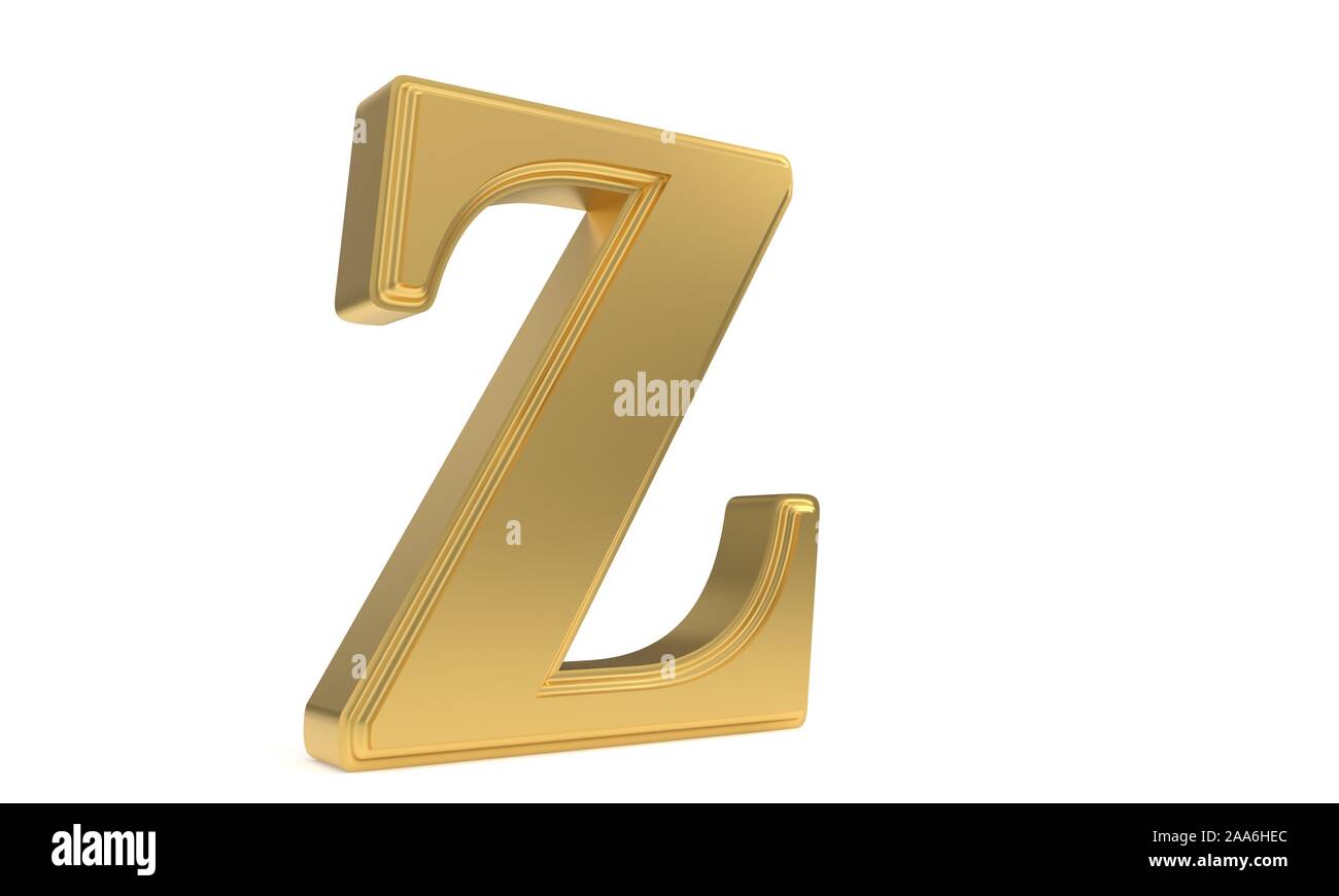 Or Z alphabet romantique, 3D render Banque D'Images