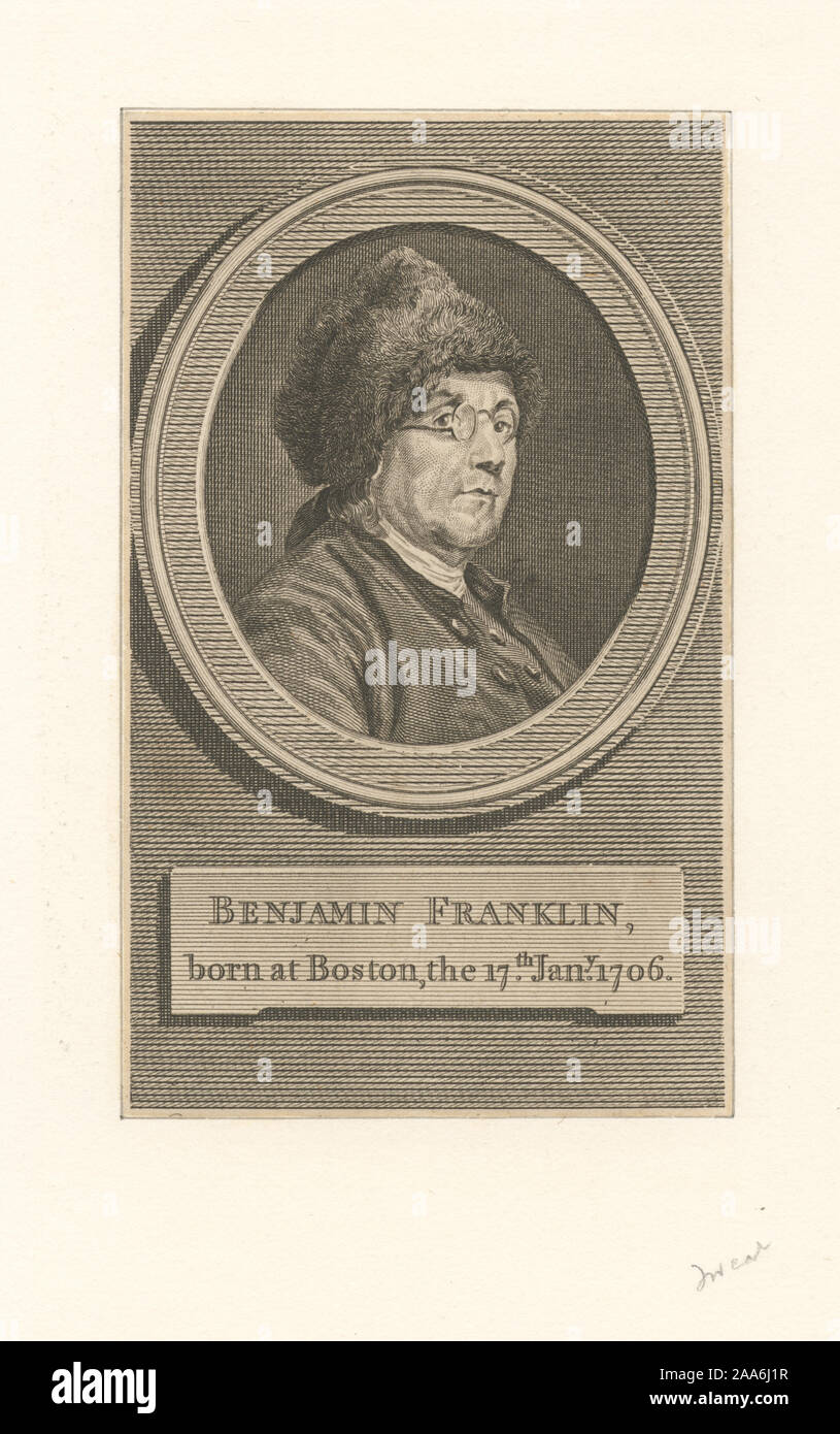EM2577 ; Benjamin Franklin, né à Boston, le 17 janvier 1706. Banque D'Images