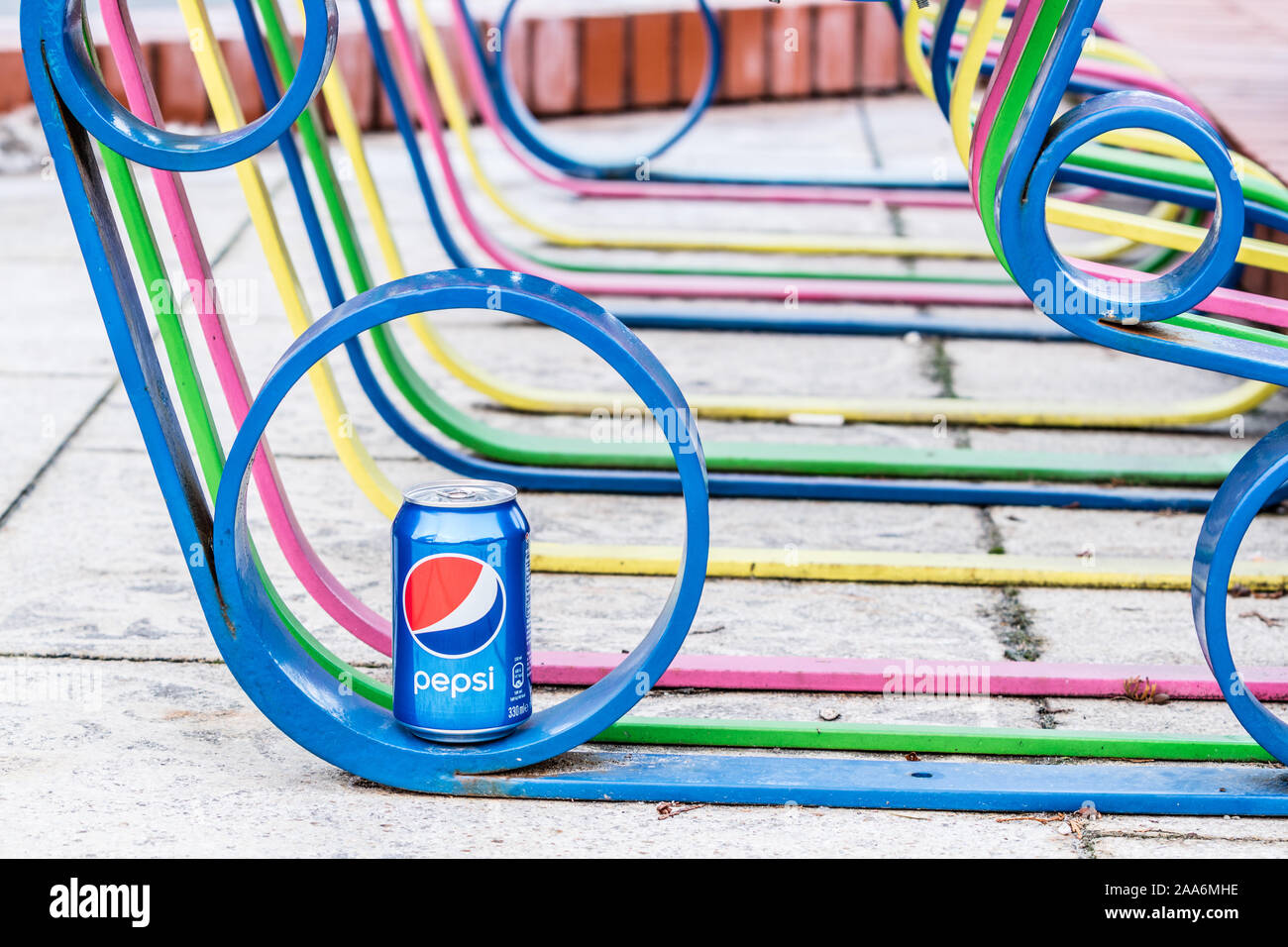 Pepsi can est une boisson gazeuse produite par PepsiCo. Créé en 1893 Banque D'Images