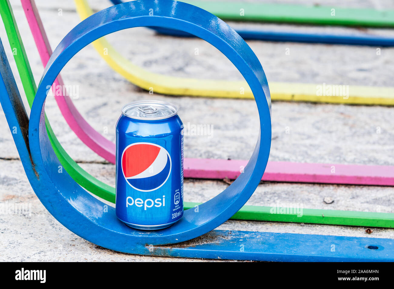 Pepsi can est une boisson gazeuse produite par PepsiCo. Créé en 1893 Banque D'Images