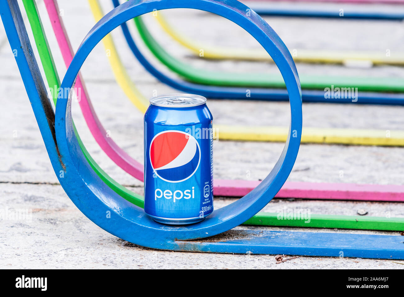 Pepsi can est une boisson gazeuse produite par PepsiCo. Créé en 1893 Banque D'Images