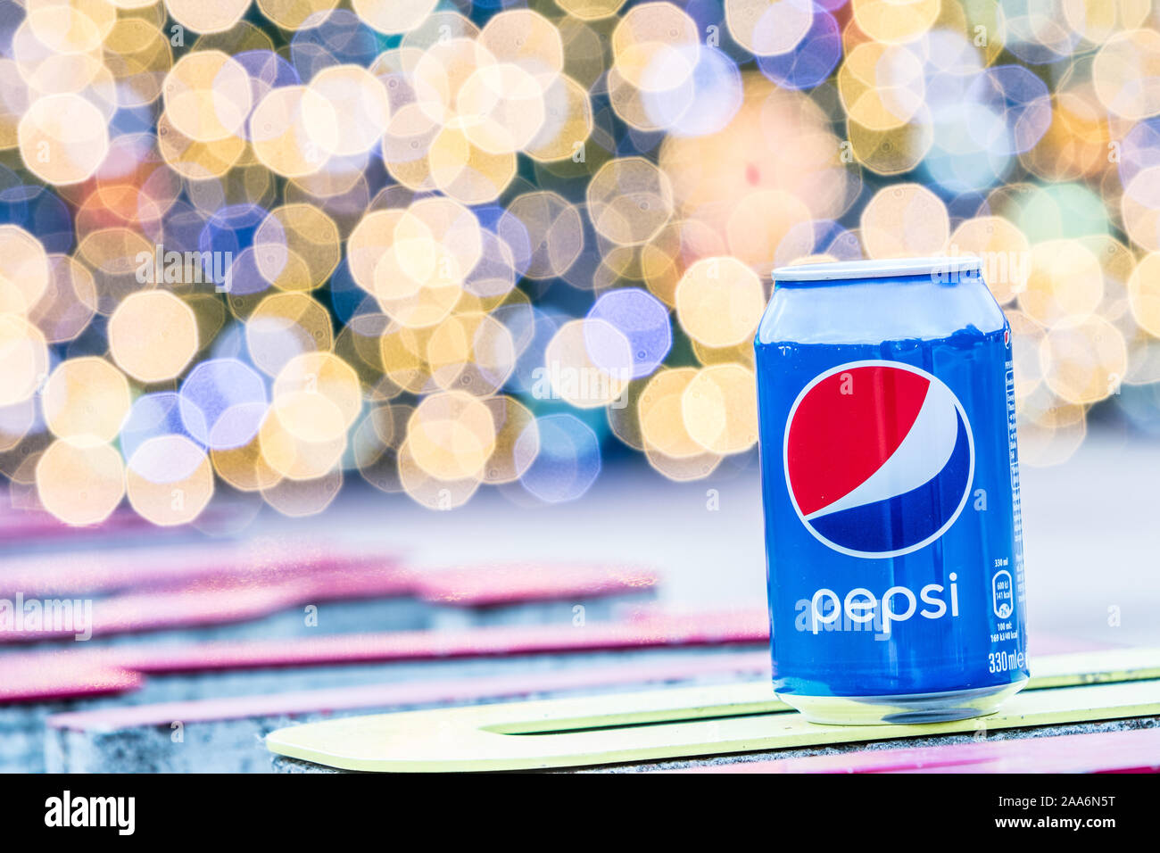 Pepsi can est une boisson gazeuse produite par PepsiCo. Créé en 1893 Banque D'Images