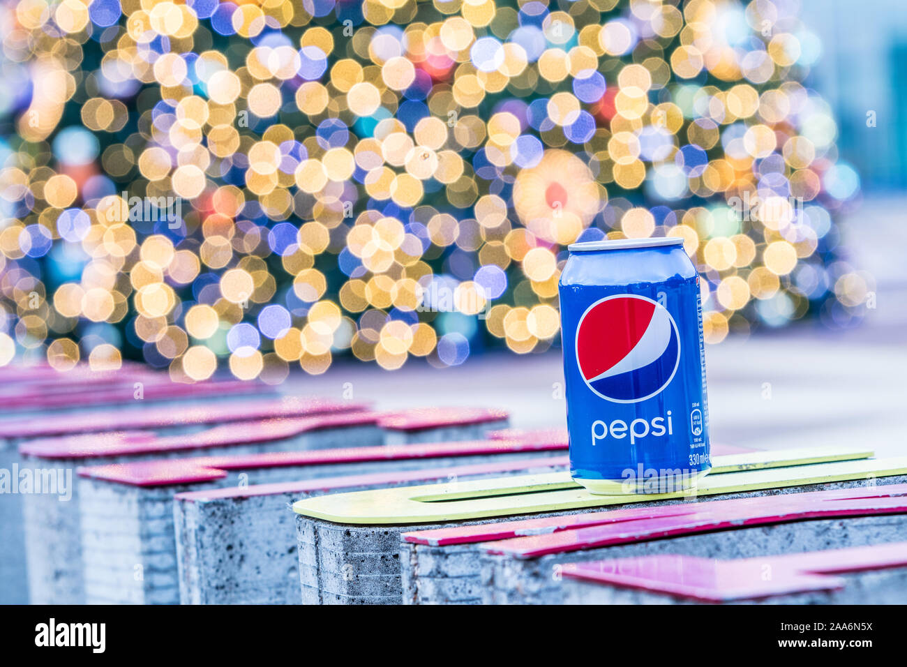 Pepsi can est une boisson gazeuse produite par PepsiCo. Créé en 1893 Banque D'Images