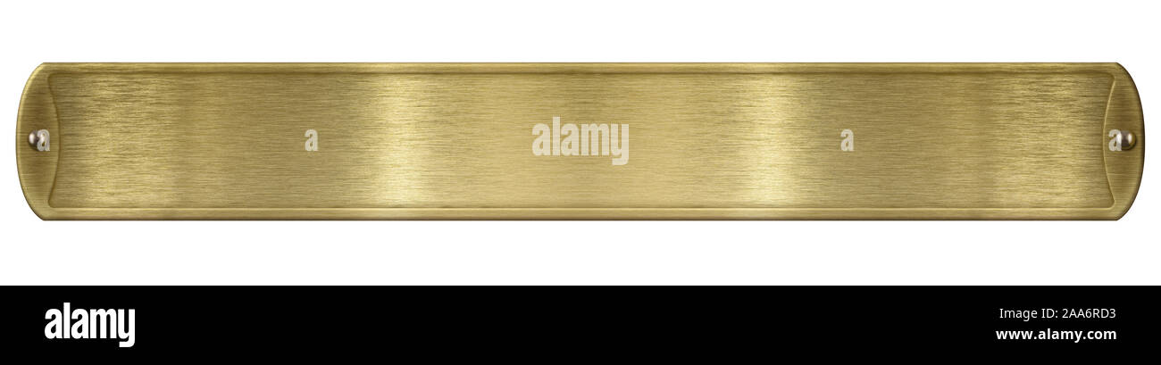 L'or ou laiton ancienne plaque métallique isolé sur blanc avec chemin de détourage inclus Banque D'Images