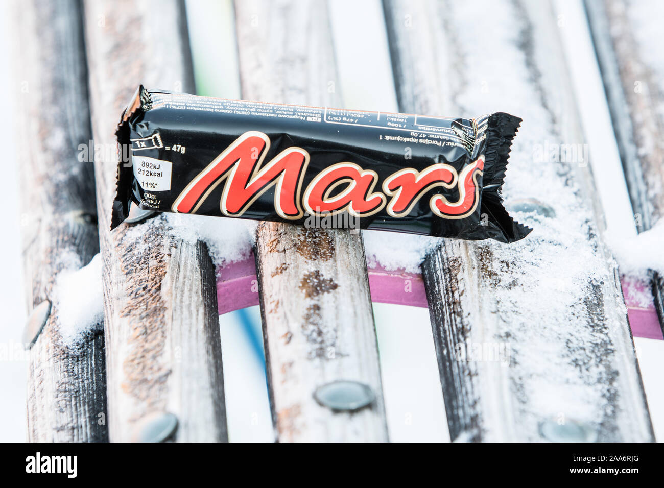 Libre de Mars chocolat bonbons, hiver, neige Banque D'Images