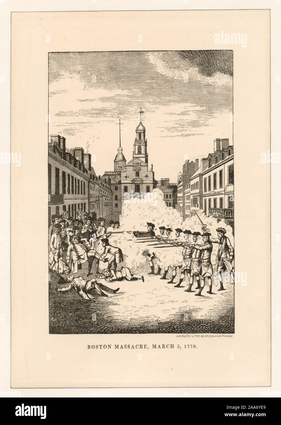 Am. Photo-Litho Co., N.Y. (processus d'Osborne). EM1831 ; Massacre de Boston, le 5 mars 1770. Banque D'Images