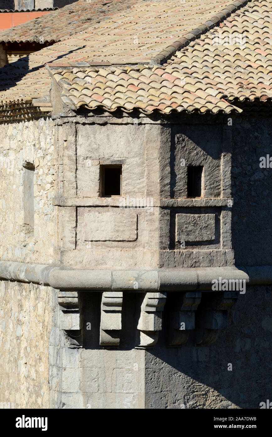 Poste de guet d'angle, Watch Tower, Échauguette ou Tour d'observation dans les murailles de la cité fortifiée d'Entrevaux Provence France Banque D'Images