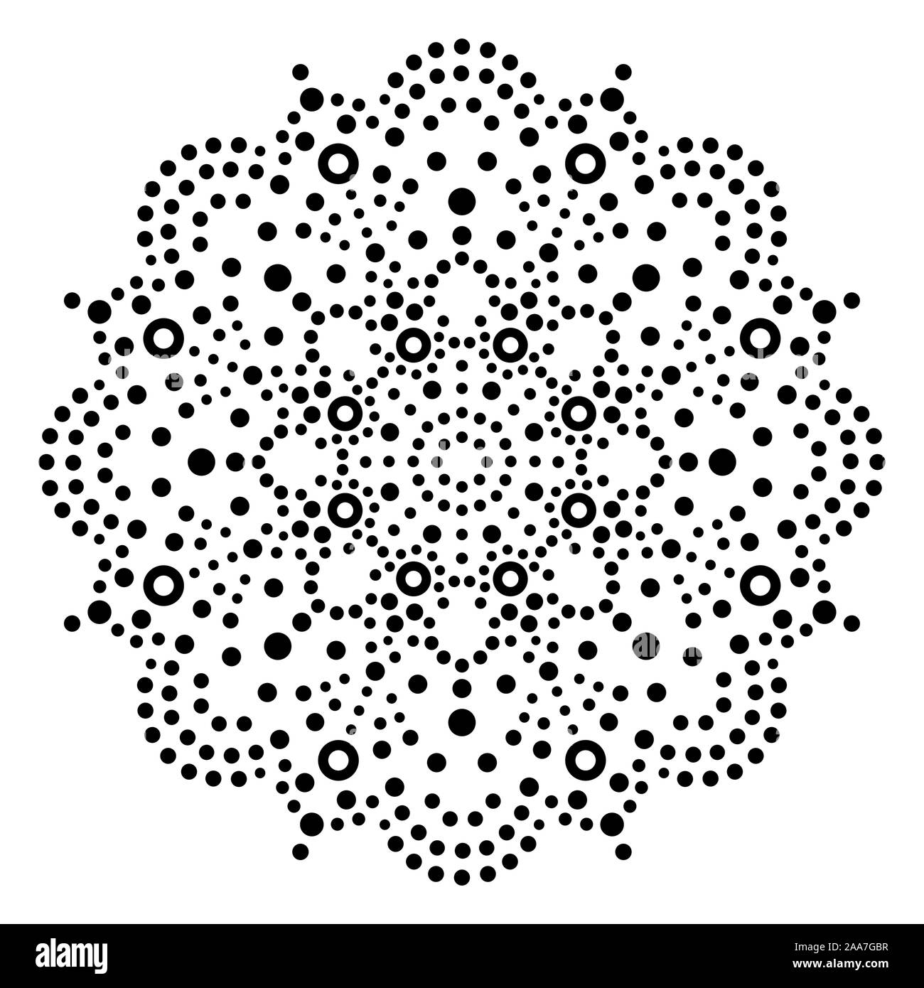 Vector art Dot australiens autochtones traditionnelles, mandala dot design peinture, décoration autochtones de l'Australie en noir sur fond blanc Illustration de Vecteur