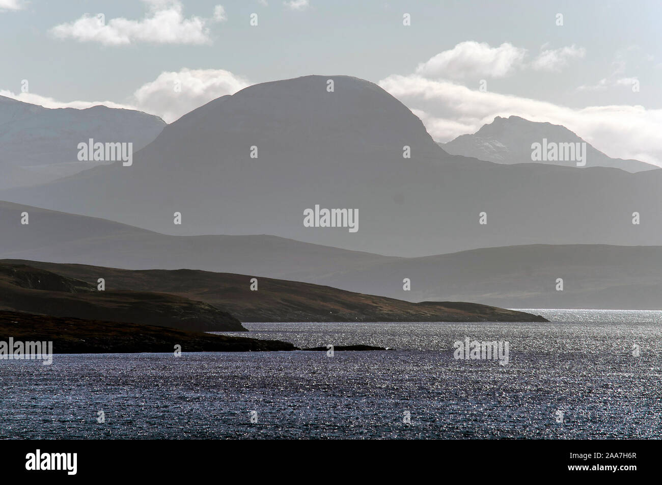 Sàil Mhòr et Beinn Dearg Mòr de C1047 près de Achilitibuie Banque D'Images