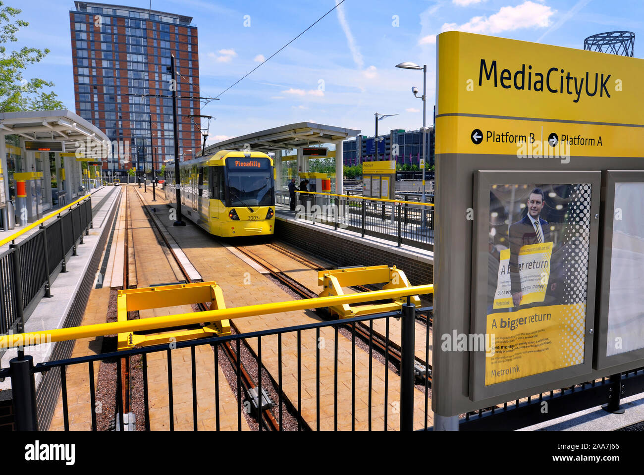 La station de tramway Metrolink à MediaCityUK, Salford, Greater Manchester. UK. Banque D'Images