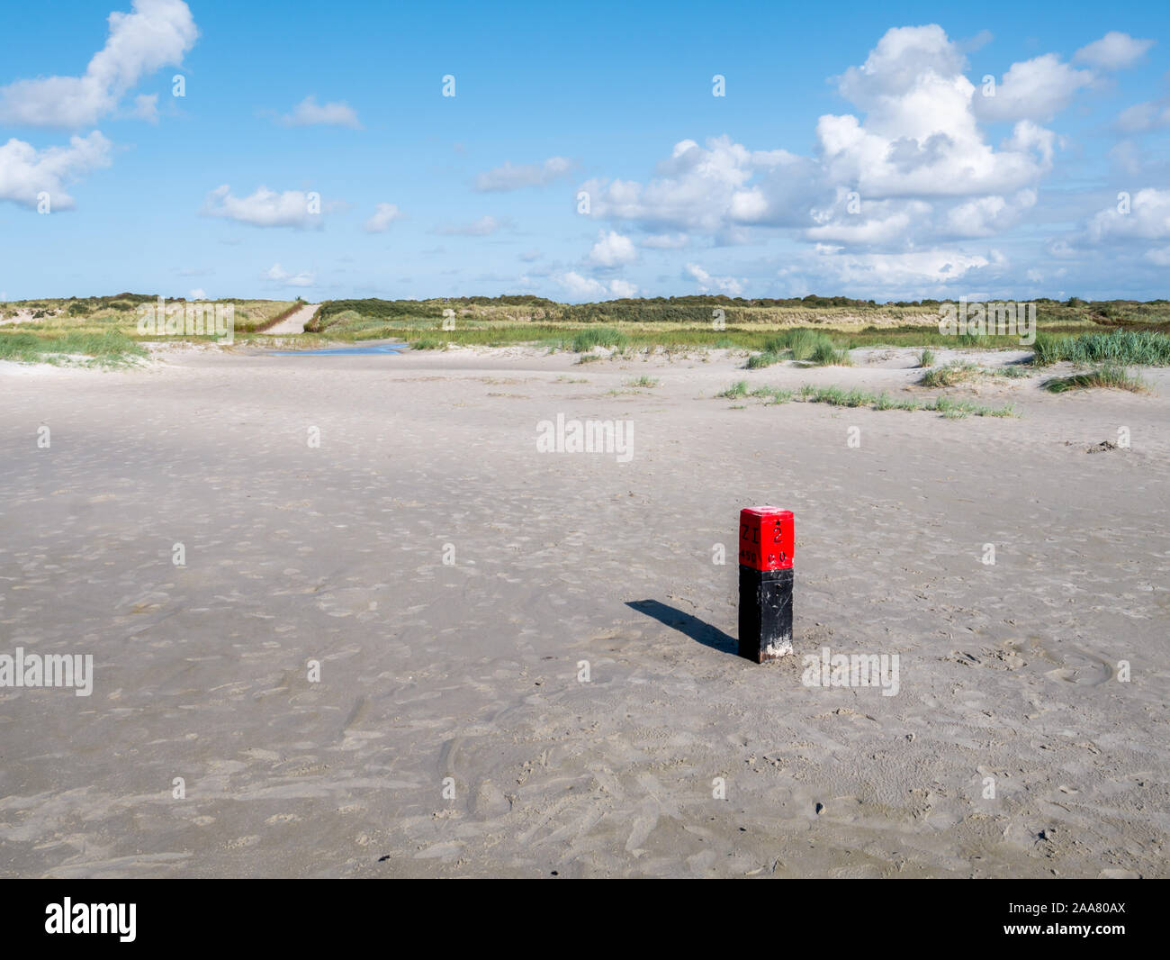 Plage de sable en Frise occidentale Westerstrand sur île de Schiermonnikoog, Pays-Bas Banque D'Images