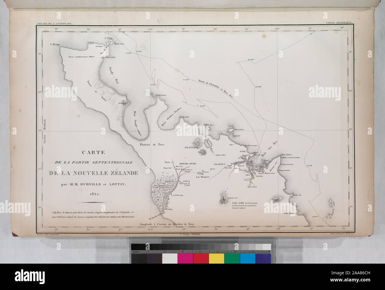 Carte de la partie septentrionale, de la Nouvelle Zélande par M.M. Durville et Lottin, 1831. ; Carte de la partie septentrionale, de la Nouvelle Zélande par M.M. Durville et Lottin, 1831. Banque D'Images