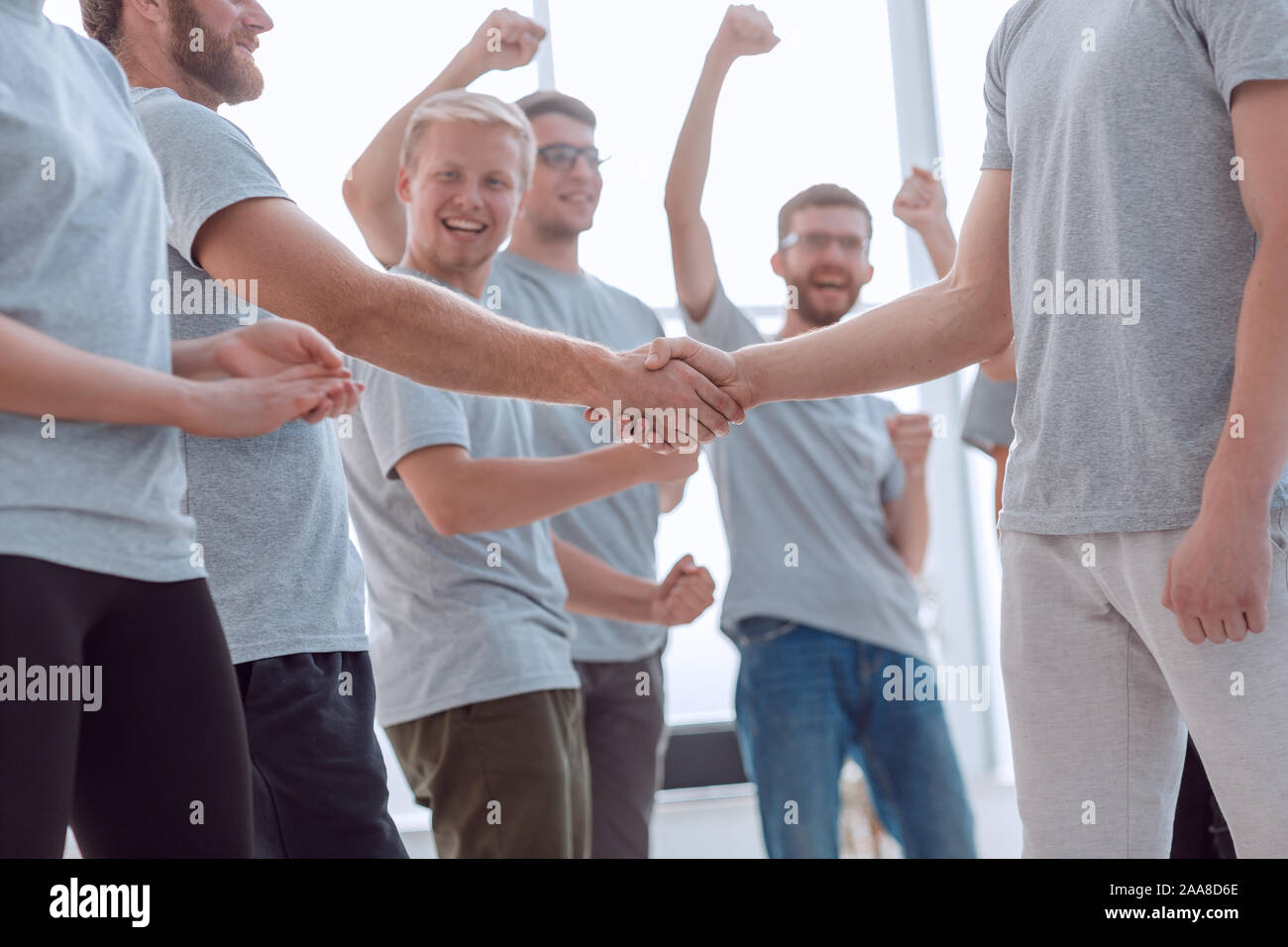 Poignée de membres du groupe de contact, d'applaudissements Banque D'Images