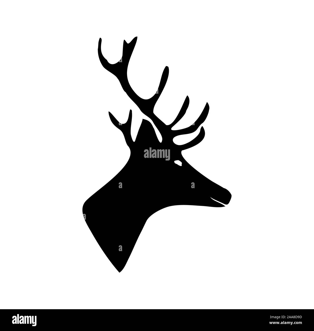 Silhouette noire d'un cerf. illustration sur fond isolé. Banque D'Images